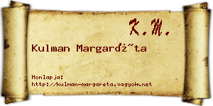 Kulman Margaréta névjegykártya